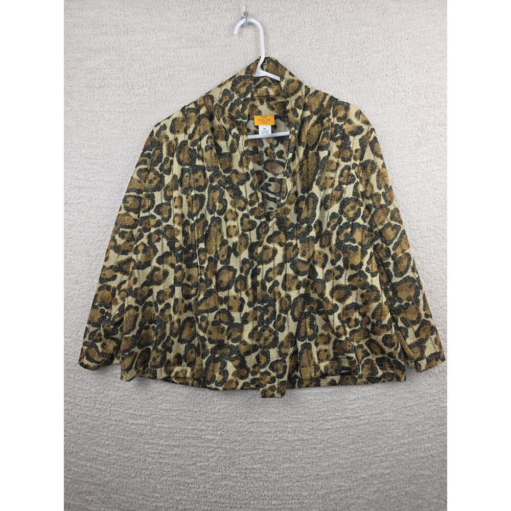 Ruby Rd. Petite Leopard Print Metallic Cardigan Size PL